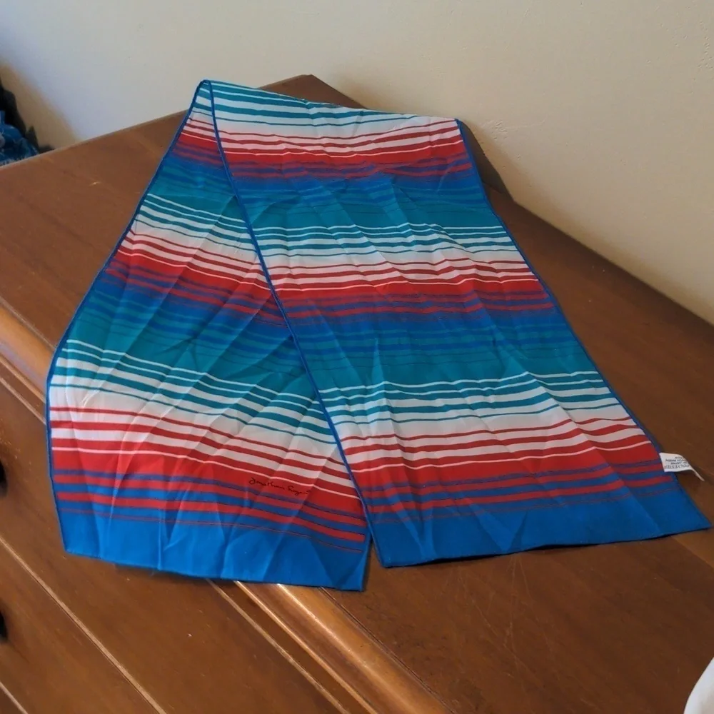 JONATHAN LOGAN Vintage Stripe SCARF Coastal Grandma Color Block Hair Tie